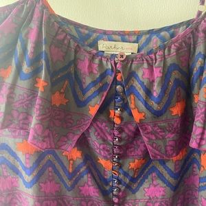 Parker Silk and cotton Purple Print Flowy Going-Out Tank Top Cami sz Small Sm